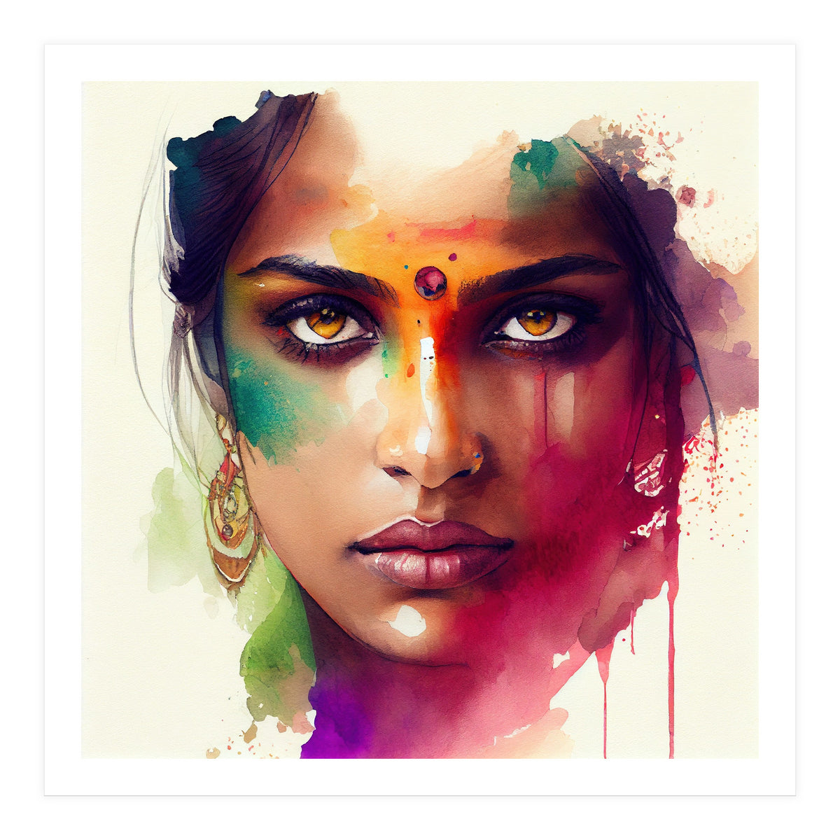 Watercolor Hindu Woman #2 (Print Only)