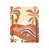Epiphany, Pastel Rustic Sunrise Sunset, Bohemian Nature Landscape Illustration, Mountains Adventure Palm Trees (Print Only) thumbnail