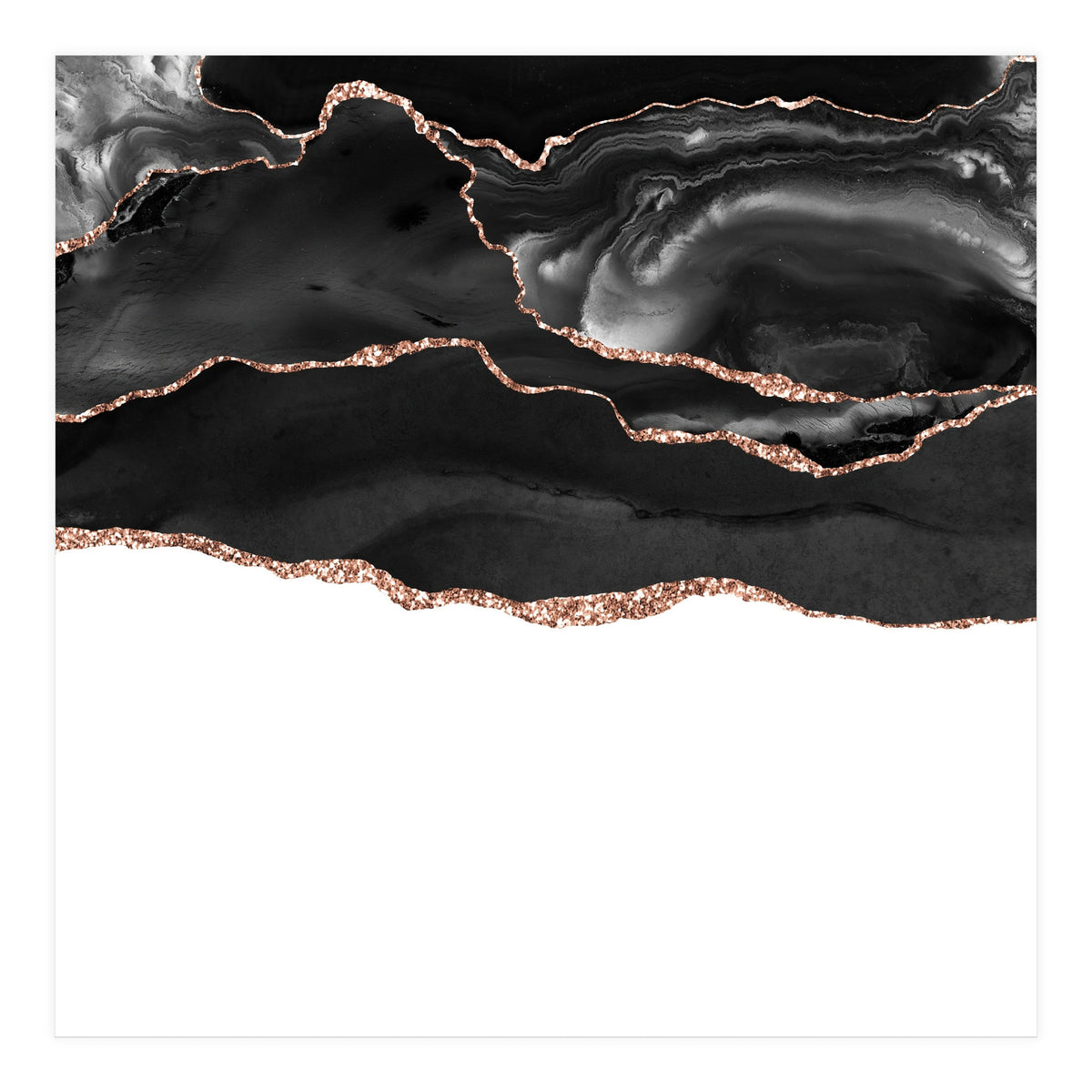Black & Rose Gold Agate Texture 05  (Print Only)