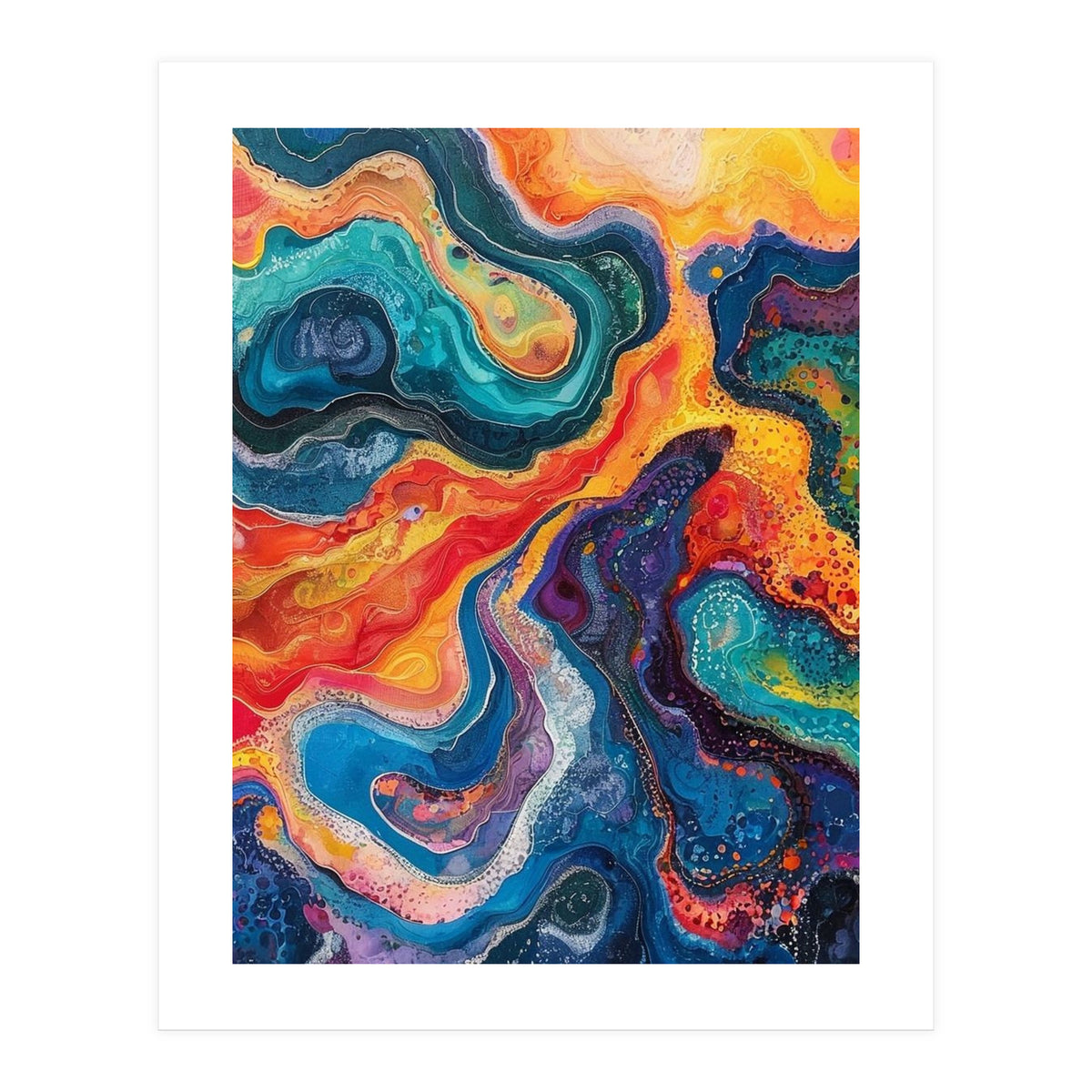 Vibrant Fluid Acrylic Pour Abstract Art (Print Only)