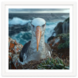Black Browed Albatross Perched On Nest Near Ocean thumbnail