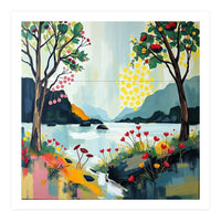 Serene Mountain Lake Landscape (Print Only)