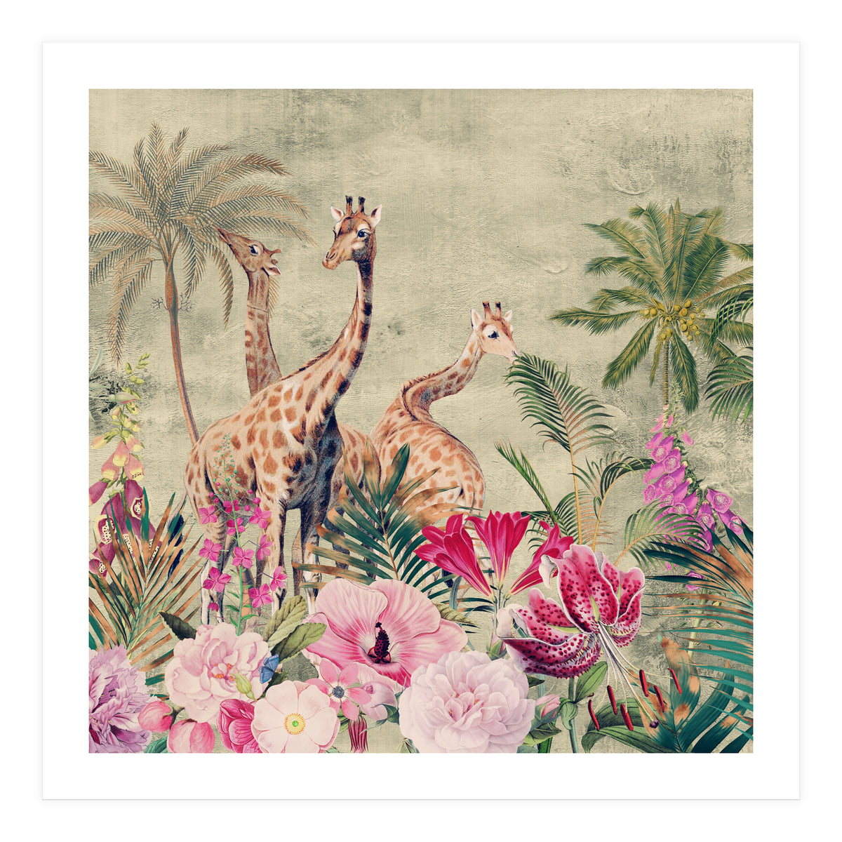 Exotic Vintage African Flower Safari  (Print Only)