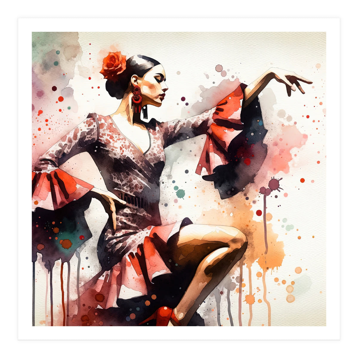 Scarlet Flamenco Side Pose (Print Only)