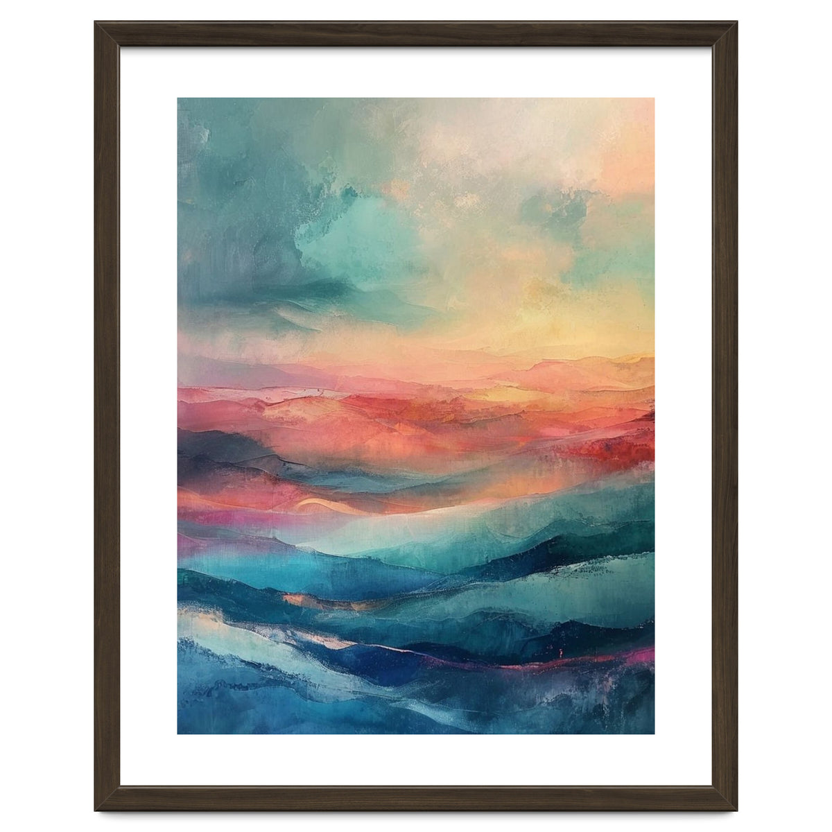 Ethereal Abstract Mountain Mist Painting