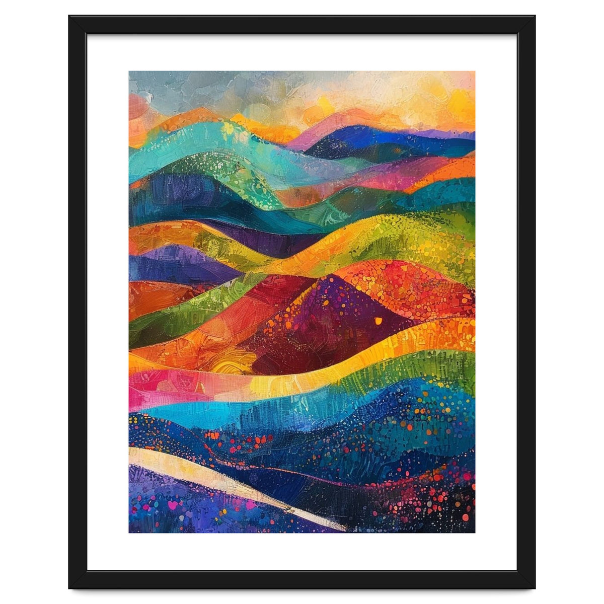 Vibrant Abstract Patchwork Landscape Art