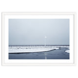 Street light turned on the winter snow street thumbnail