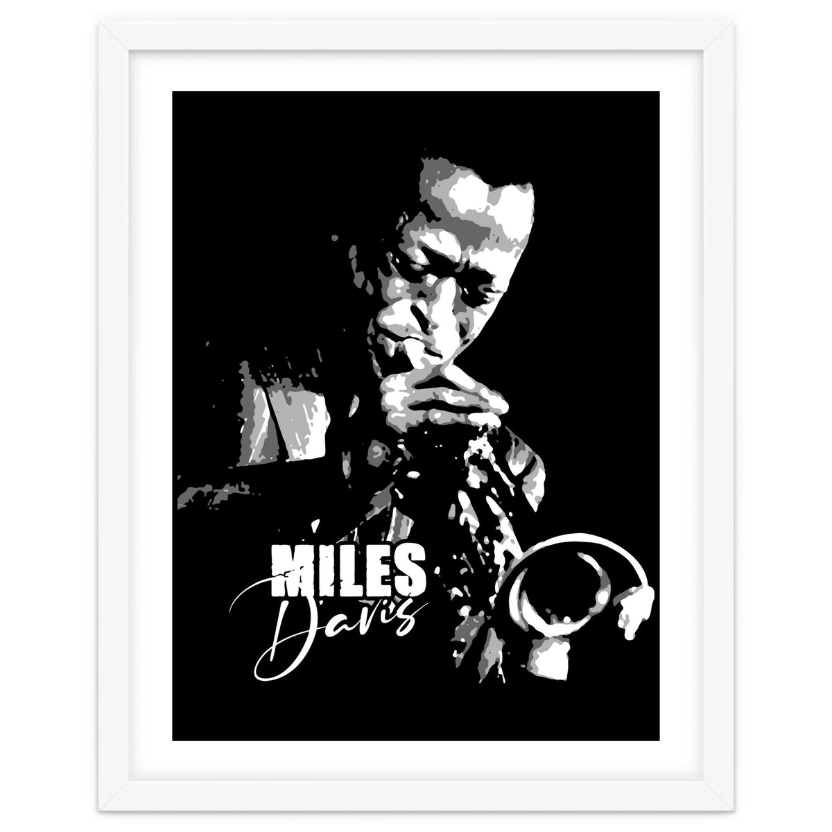 Miles Davis American Jazz Trumpeter in Grayscale