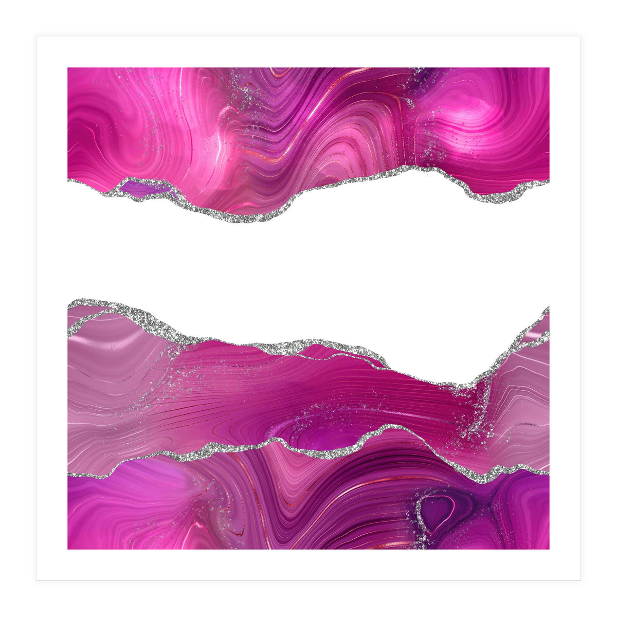 Magenta & Silver Agate Texture 08  (Print Only)
