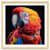 Scarlet Macaw Parrot Close Up Portrait Vivid Colors