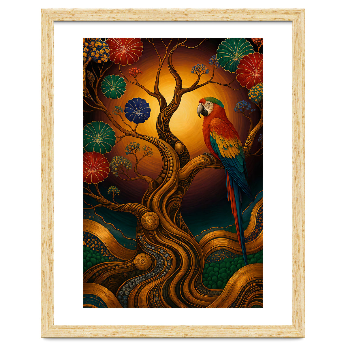 Parrot in Retro Contemporary Aesthetics