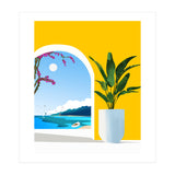A Peek Ahead, Travel Ocean Beach Sea Tropical, Architecture Arch Boat Summer, Bougainvillea Eclectic Bohemian (Print Only) thumbnail