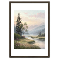 Dreamy Alpine Valley Landscape Painting