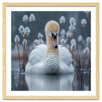 Swan Floating Serene On Calm Water