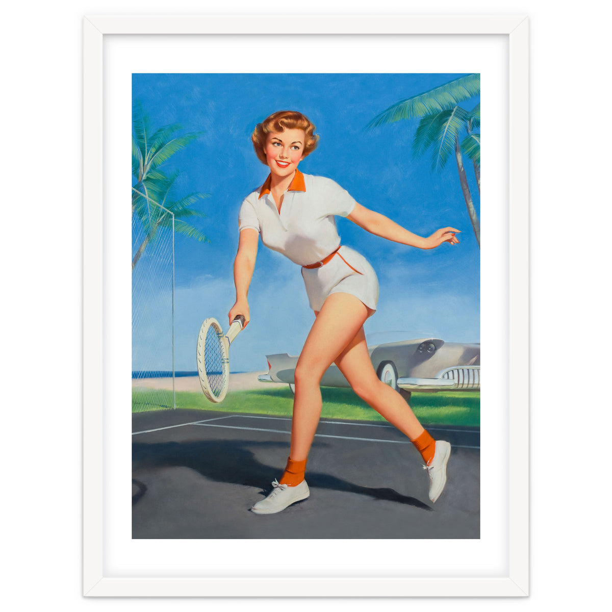 Pinup Girl On The Tennis Course