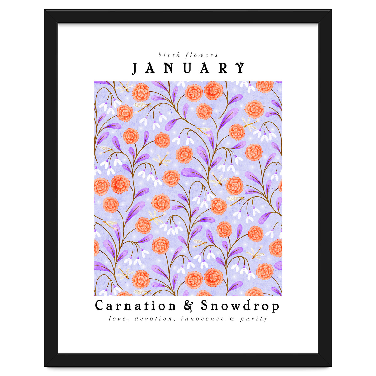Carnation & Snowdrop January Birth Flower