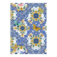 Sicilian Italian Tiles Butterflies And Flowers (Print Only)