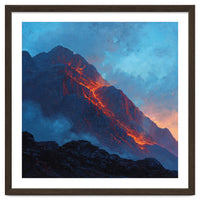 Dramatic Mountain Summit with Fiery Sunset Alpenglow
