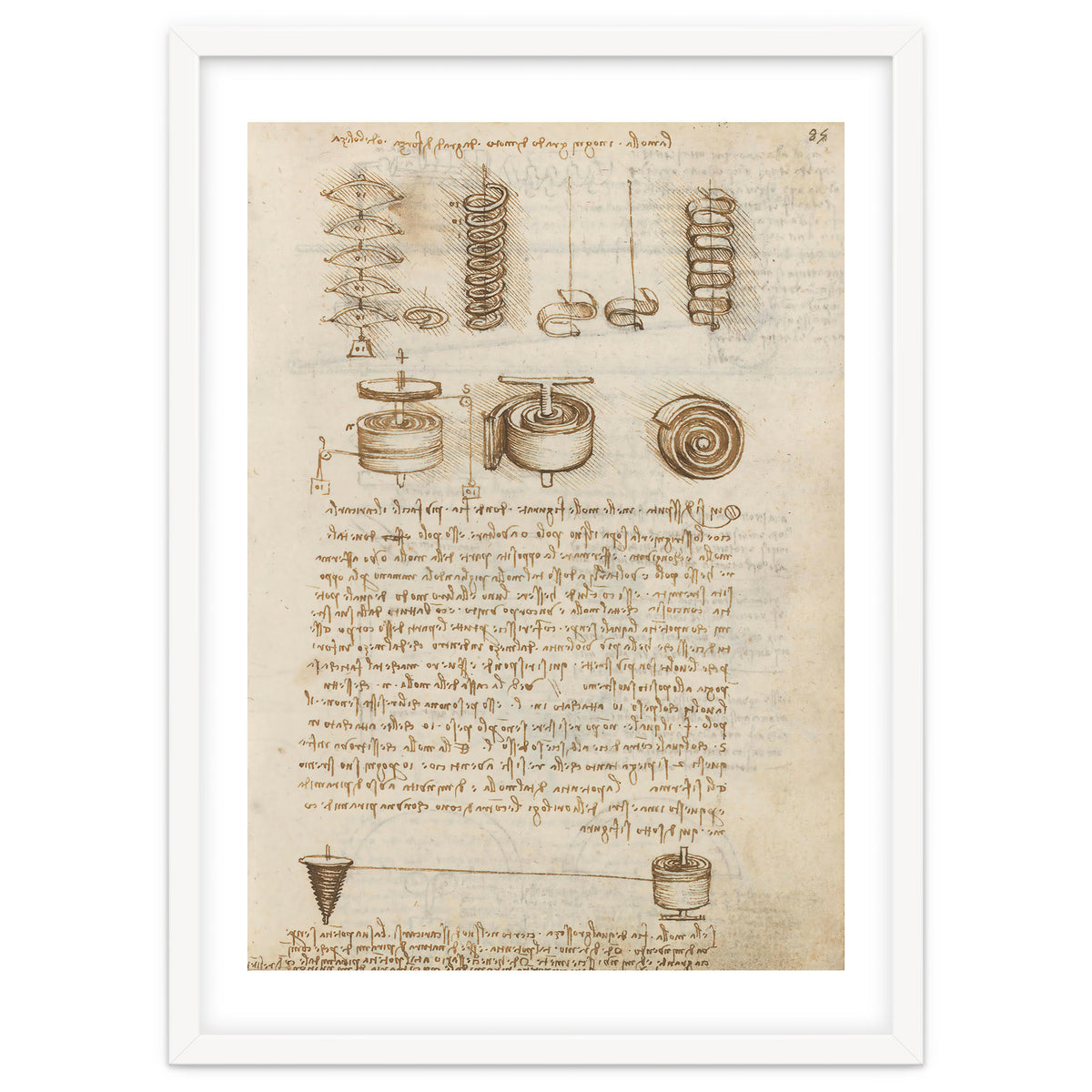 Folio f 85r. Codex Madrid I (Ms. 8937) "Treaty of statics and mechanics", 192 folios with 384 pag...