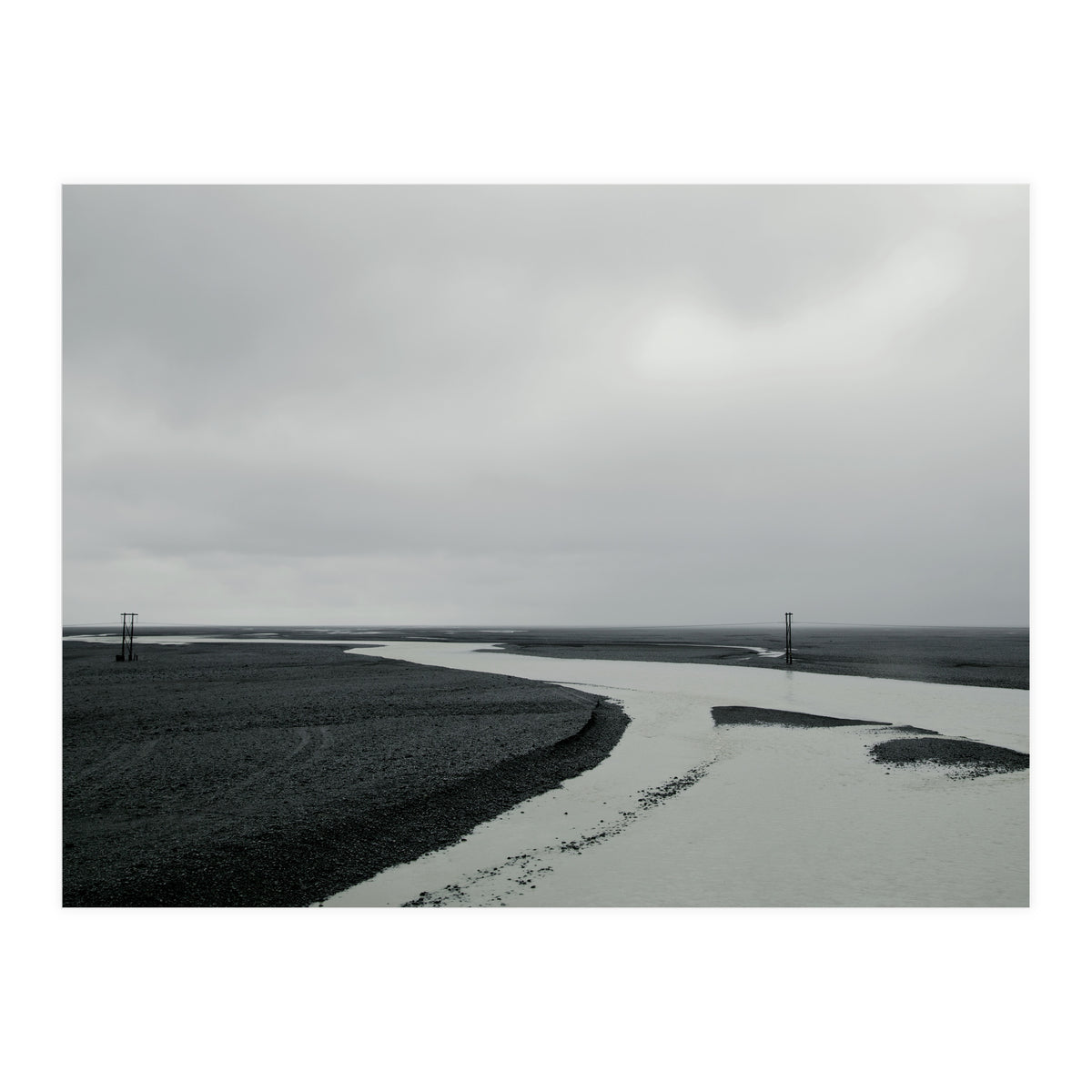 River passing through a black volcanic road - Iceland  (Print Only)