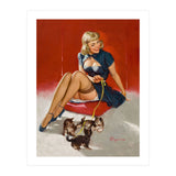 Pinup Sexy Girl Playing With Her Little Cats (Print Only) thumbnail