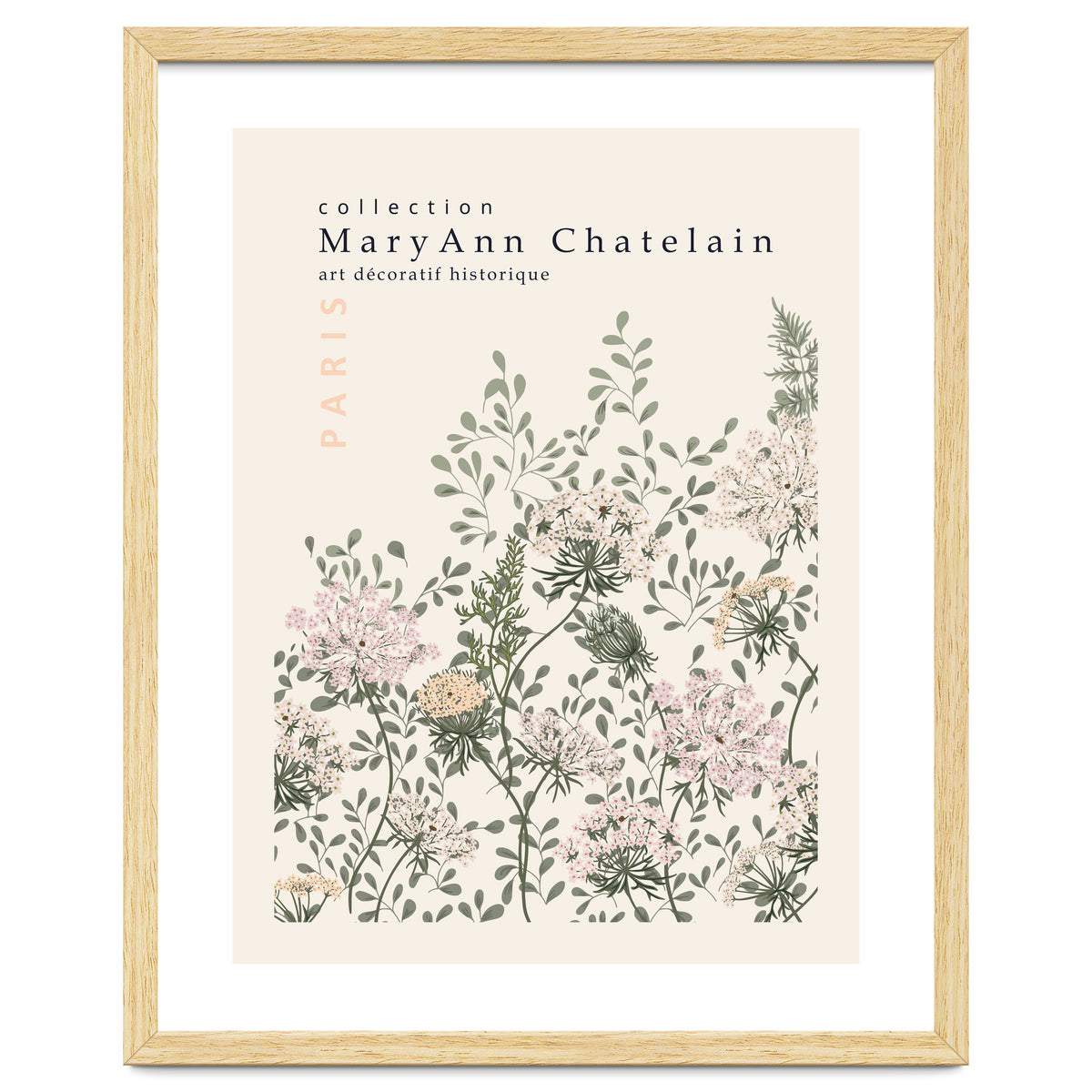 Historic decorative art Paris Queen Anne's lace