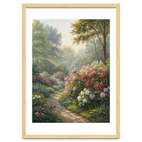 Sunlit Spring Garden Path Oil Painting