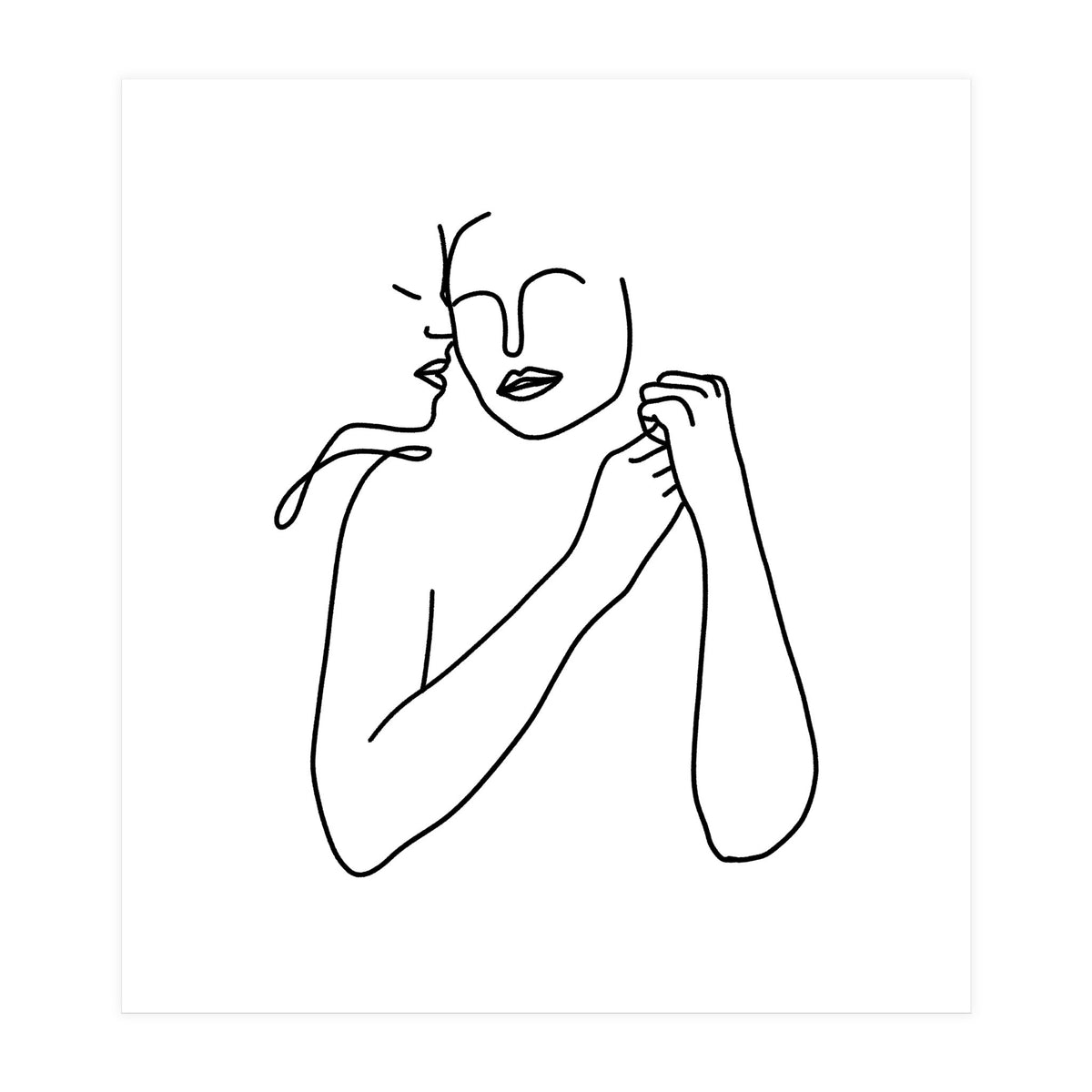 Eternally Connected, Abstract Line Art Love, Sketch Drawing Minimal, Eclectic Human Couple Connection Minimalism Concept (Print Only)