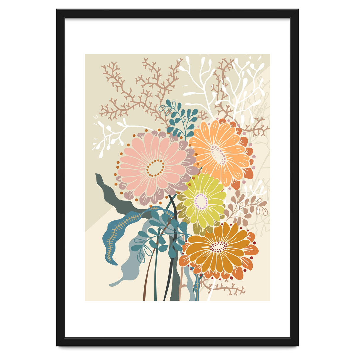 Springtime Daisies Earthy Tones