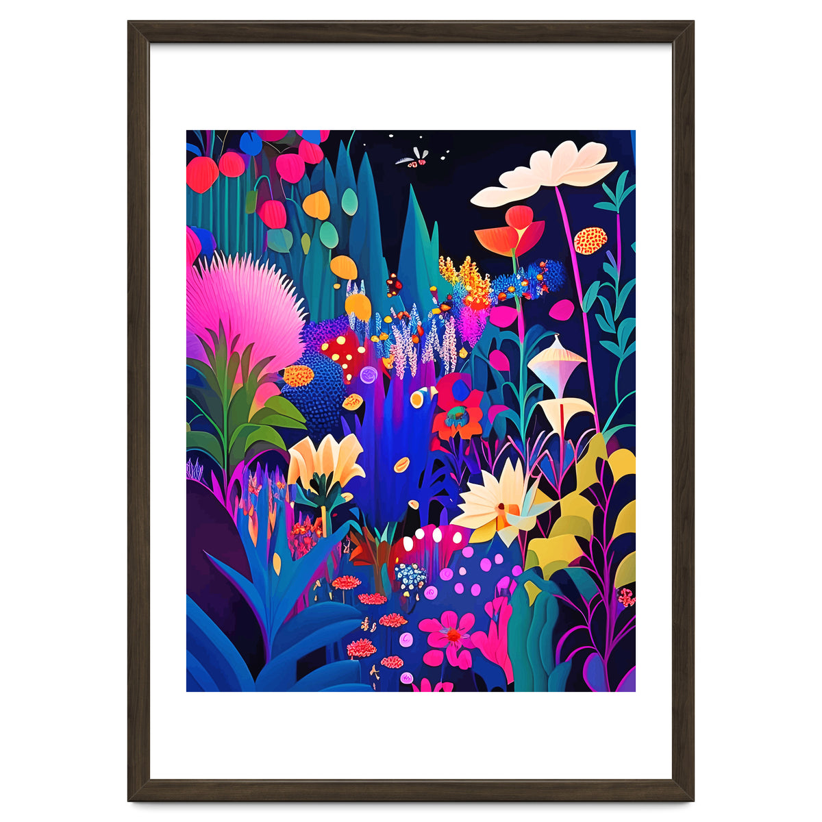 Surreal Emotions, Abstract Colorful Bold Botanical Nature Garden, Eclectic Boho Bohemian Modern Contemporary Graphic Design Painting