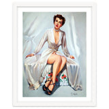 Beautiful Sexy Pinup In Posing Long White Dress thumbnail