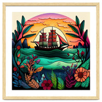 Folk Sunset Sailing Ship