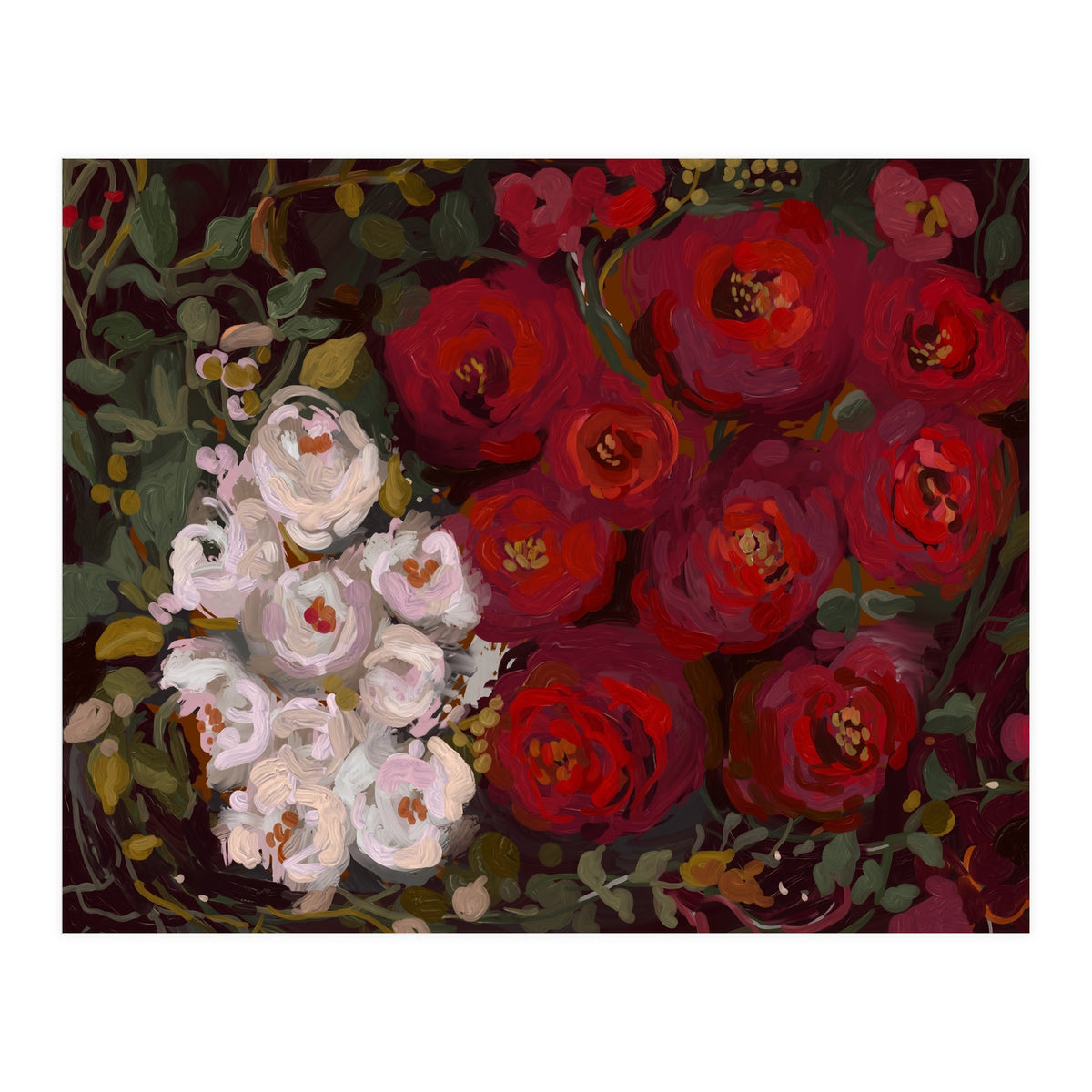 Vintage oil painted moody romantic Roses (Print Only)