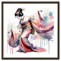Geisha Dancer With Flowing Kimono