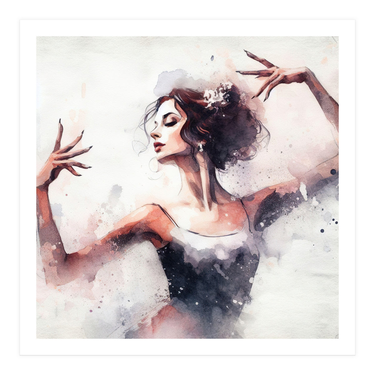 Elegant Ballet Dancer Portrait In Motion (Print Only)