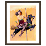 Pinup Sexy Girl Riding A Wooden Horse thumbnail