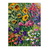 Vibrant Summer Sunflower and Iris Meadow Oil Painting (Print Only) thumbnail
