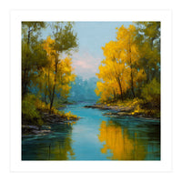 Serene Autumn River Landscape (Print Only)