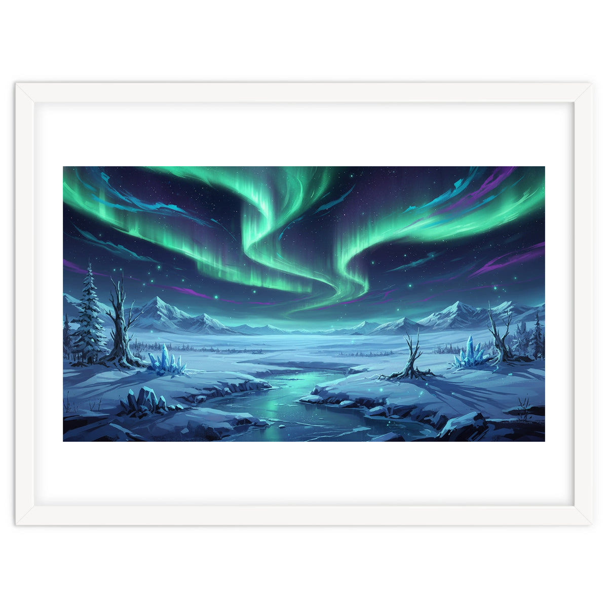 Arctic Glow: Northern Lights Winter Landscape