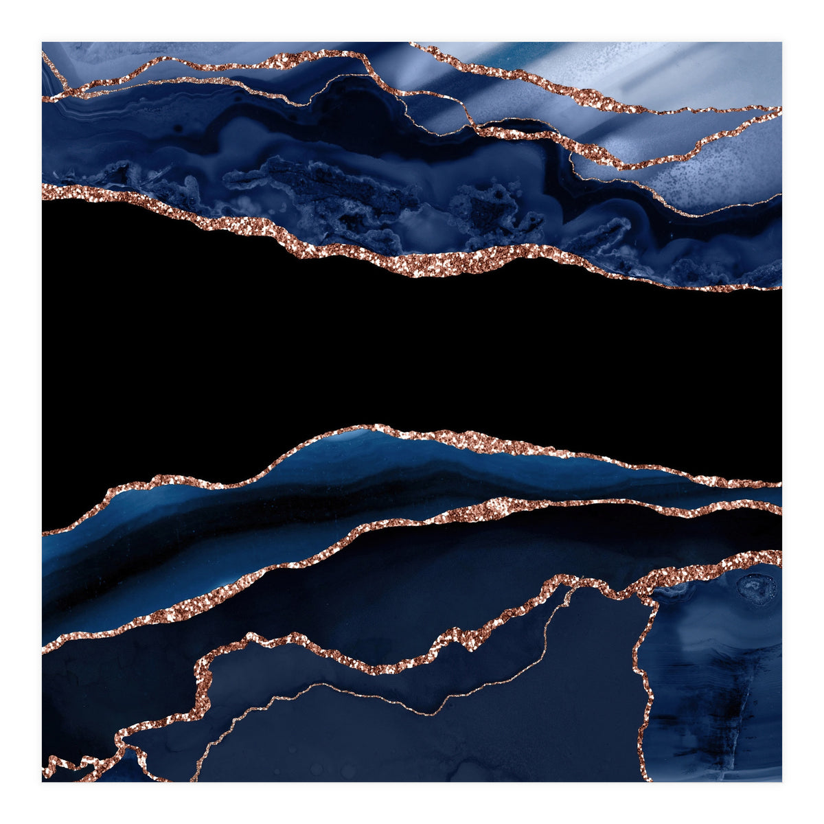 Navy & Rose Gold Agate Texture 11  (Print Only)