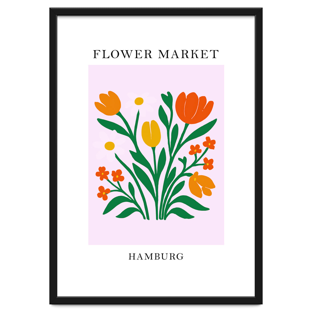 Hamburg Flower Market - Vibrant Modern Folk Art Print