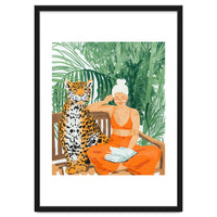 Jungle Vacay | Modern Bohemian Blonde Woman Tropical Travel | Leopard Wildlife Forest Reader