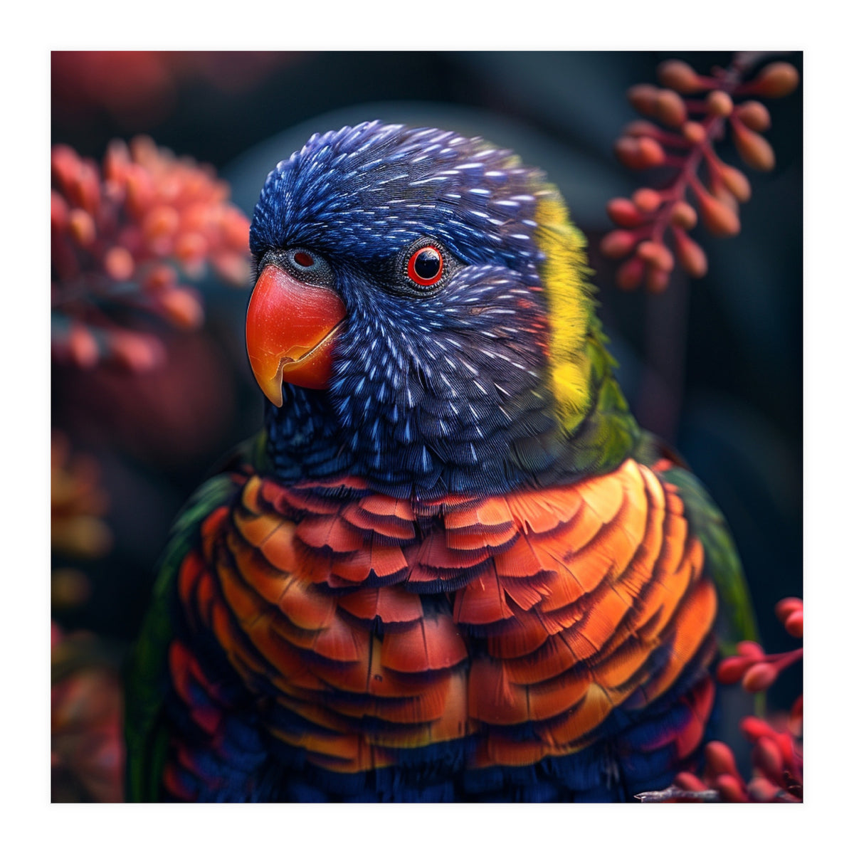 Vibrant Rainbow Lorikeet Parrot Close Up Portrait (Print Only)