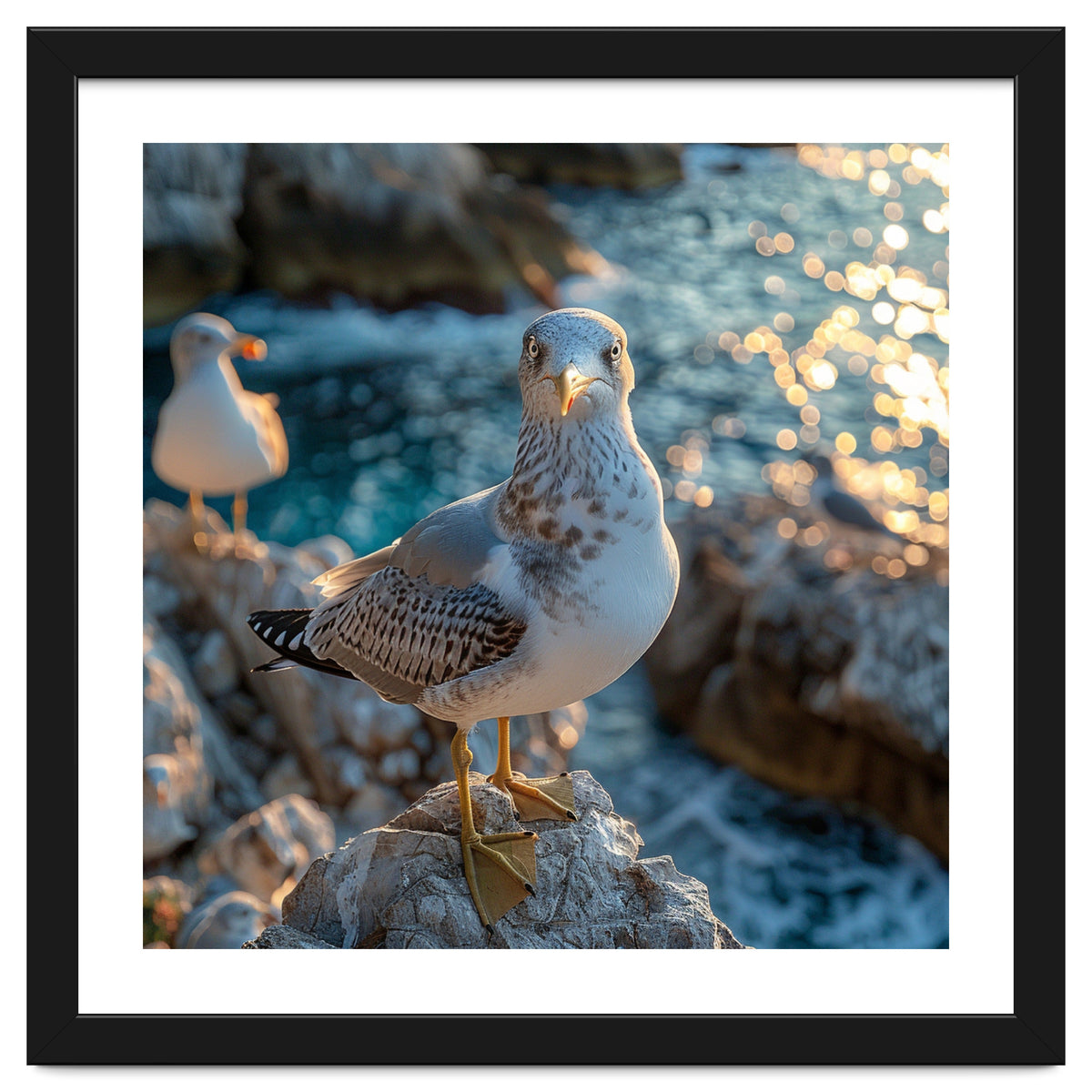 Seagull Standing On Rocks Near Water