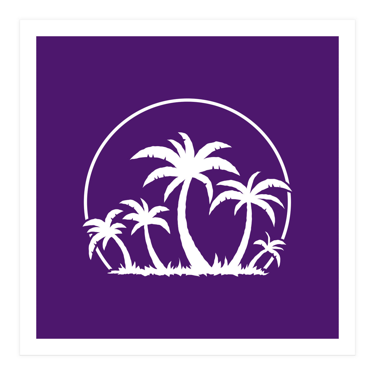 Palm Trees And Sunset in White (Print Only)