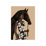 Woman In Bold Print With Black Horse (Print Only) thumbnail