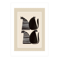 Minimalist Cats In Black And White (Print Only)