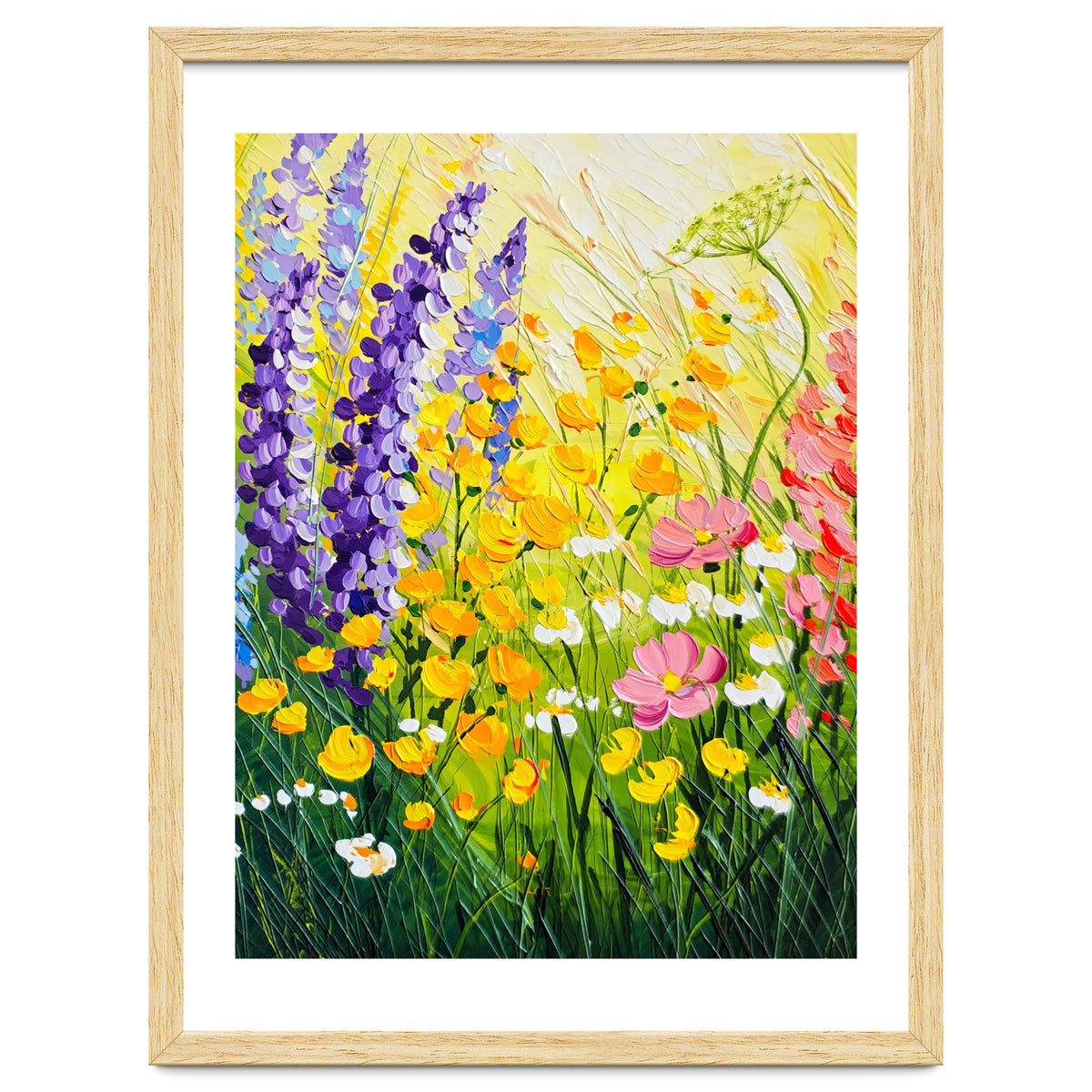 Sun-Drenched Wildflower Meadow Oil Painting