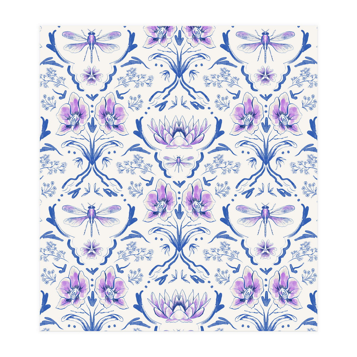 Bohemian Garden Blue Pattern (Print Only)