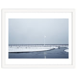 Street light turned on the winter snow street thumbnail